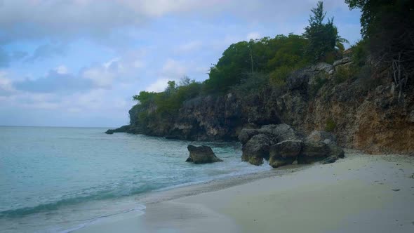 Playa Lagun Beach Cliff Curacao Beautiful Tropical Bay with White Sand and Blue Ocean Curacao