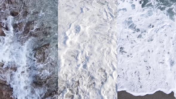 Three in One Vertical Video of the Sea Near the Shore