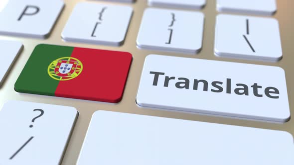 TRANSLATE Text and Flag of Portugal on the Keyboard