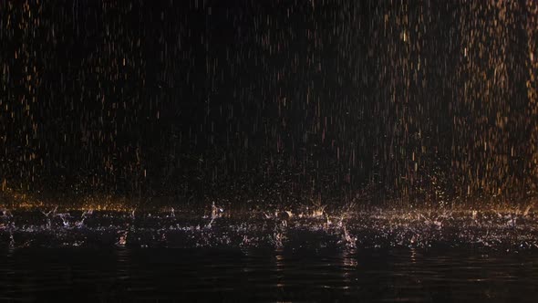 Raindrops Fall on the Luminous Surface of the Water