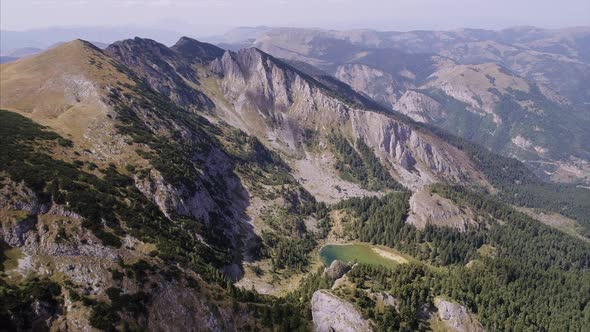 Rugova Mountains in The Albanian Alps and Lake Seen From a Distance