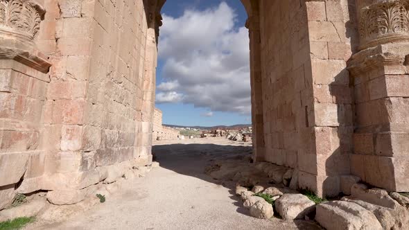 Arch Of Hadrian In Roman Ruins In The Jordanian City Of Jerash