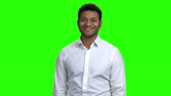 Portrait of Indian Businessman on Green Screen