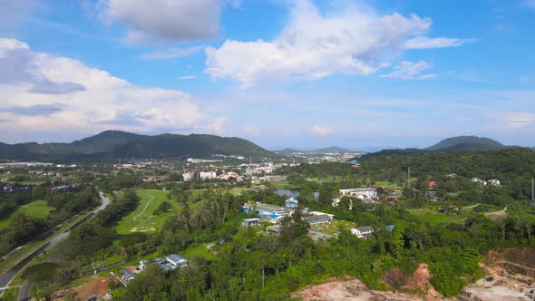 PATONG CITY PHUKET THAILAND On 2022. Aerial panoramic view landscape and cityscape view of Patong b