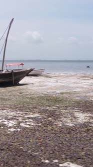 Vertical Video of Low Tide in the Ocean Near the Coast of Zanzibar Tanzania