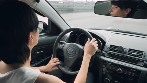 Young Model Get To Work By Car