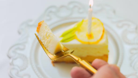 Lemon Cheesecake on a Retro Plate