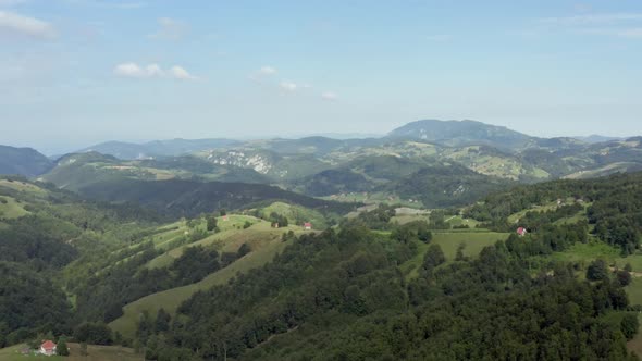 Drone Video of the Mountain with the Tops of Forests Beautiful Landscape