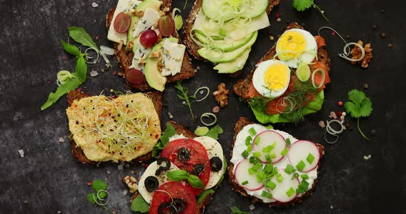 Assortment of Home Made Sandwiches with Various Toppings