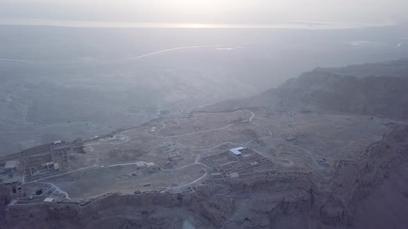 Aerial Masada and Dead Sea View in the Morning