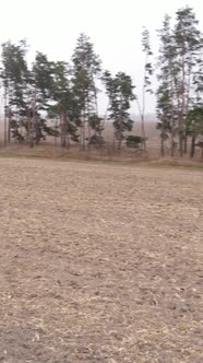 Vertical Video of a Field with Plowed Land in Autumn Slow Motion