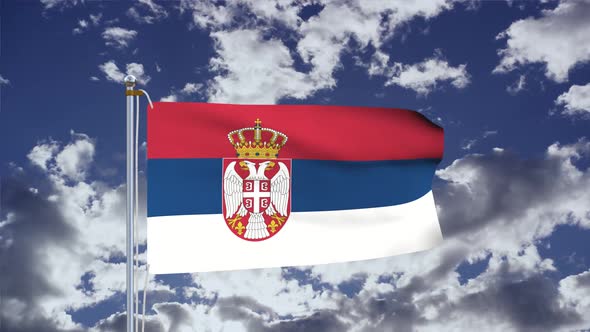 Serbia Flag Waving 4k