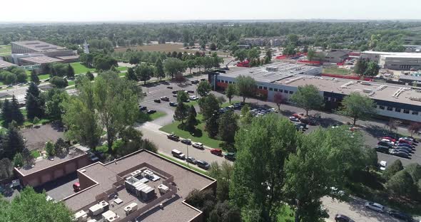 Drone video of a Fort Collins Colorado modern industrial park.