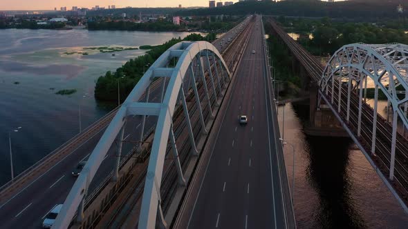 Aerial View of a Great Big City Bridge