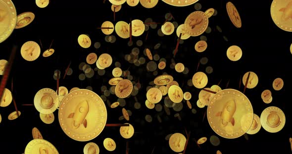 Stellar XLM cryptocurrency looped flight between golden coins