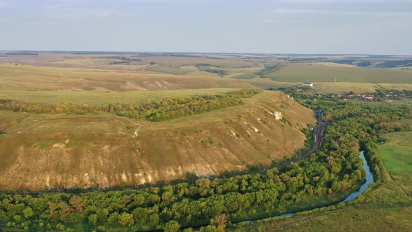 Sunset Above Green Valley in Divnogorye