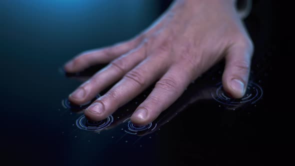 Crop Man Making Fingerprints Scan