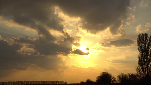 Sunset Near The Woods