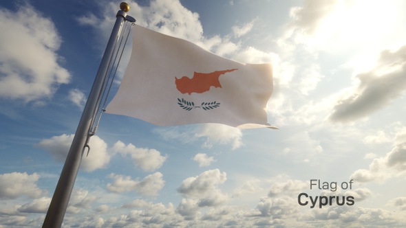 Cyprus Flag on a Flagpole