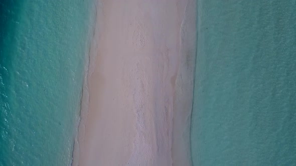 Aerial drone nature of tourist beach break by sea with sand background