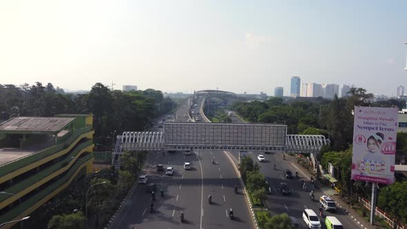 Aerial from Main Road at Central City of Bekasi, Indonesia