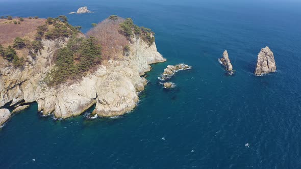 Kekura and Rocky Cape Telyakovsky Washed By the Sea of Japan on a Sunny Day