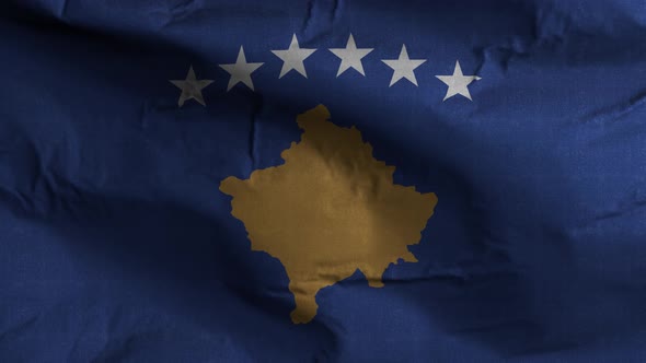 Kosovo Flag Textured Waving Background 4K