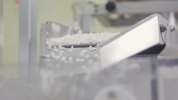 Sorted Pile of Pills are Dropping Into Automated Packing Equipment