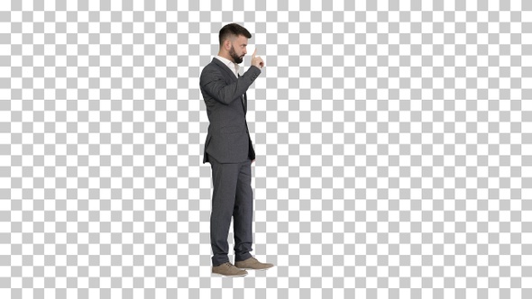 Businessman with a beard showing gestures, Alpha Channel