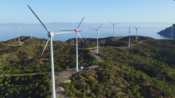 Wind Turbines Slow Rotation in Windless Conditions in Wind Power Farm