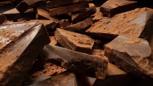 Dessert and Food Concept. Dark Chocolate Stack, Macro