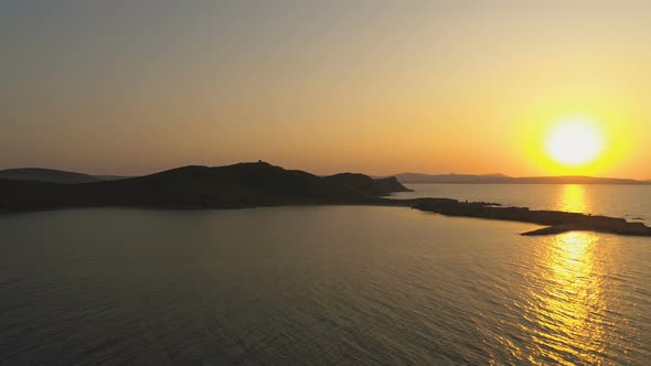 Beautiful Sea Sunset with Vivid Colors in Greece