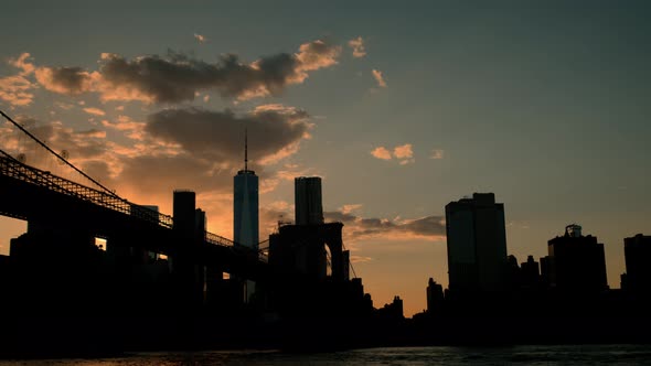 Twilight View of Manhattan with the Brooklyn Bridge