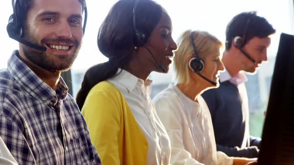 Group of business executive with headset