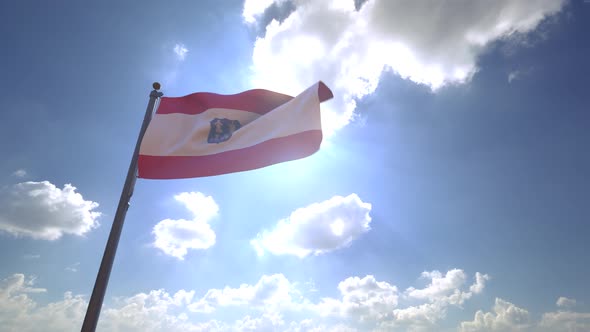Asuncion City Flag on a Flagpole V4 - 4K