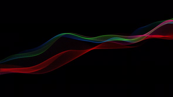 New Technology Digital Particle Wave Motion On Black Background