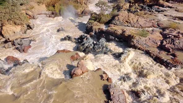 Sunrise in waterfall Epupa Falls, Northern Namibia