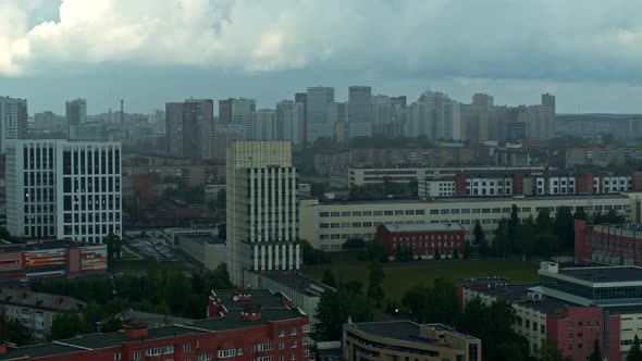 Aerial View of the City Before a Thunderstorm