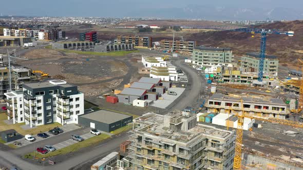 Aerial View Of A Semi Develop Urban Area And Ongoing Building Construction During The Day.