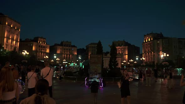 People Partying Dancing Eating and Singing Live Music in Kyiv