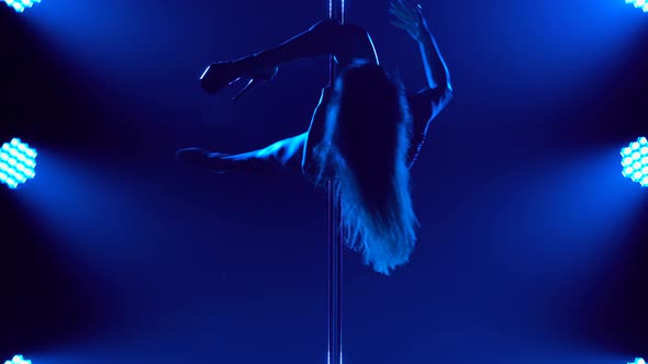 Attractive Striptease Dancer Performs Tricks on a Pole