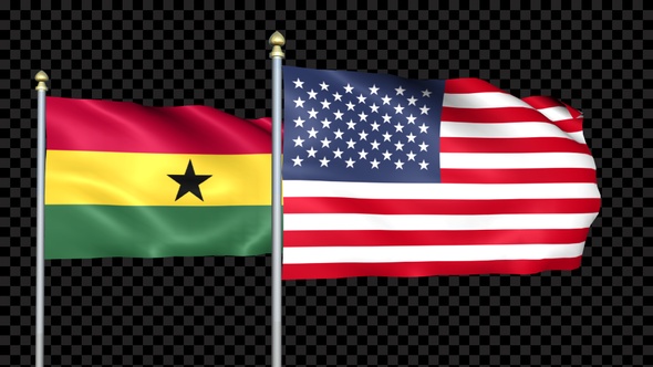 Ghana And United States Two Countries Flags Waving