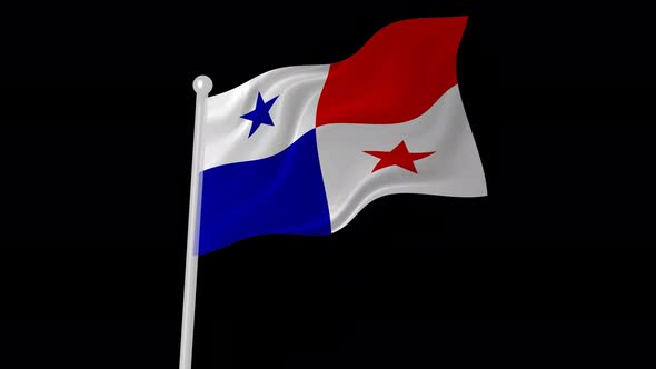 Panama Flag Flying Animated Black Background