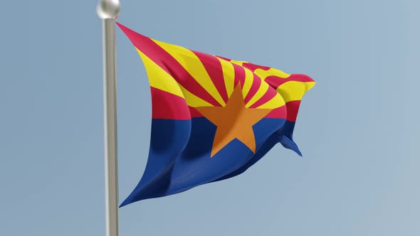 Arizona flag on flagpole.