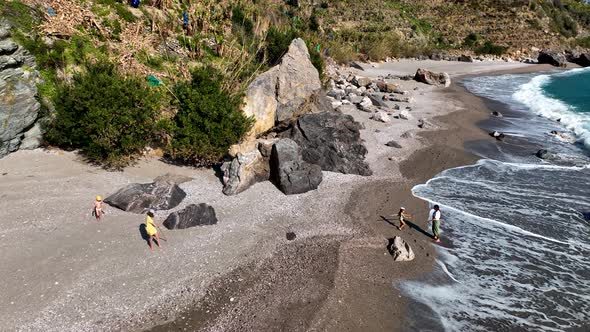 Texture of the sea and wild beach aerial view 4 K