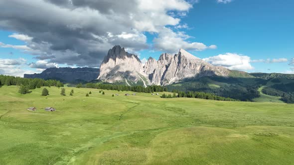 Evening on the Seiser Alm in the Dolomites mountains