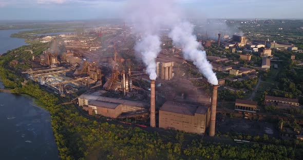 Aerial View of Industrial Zone with Factory