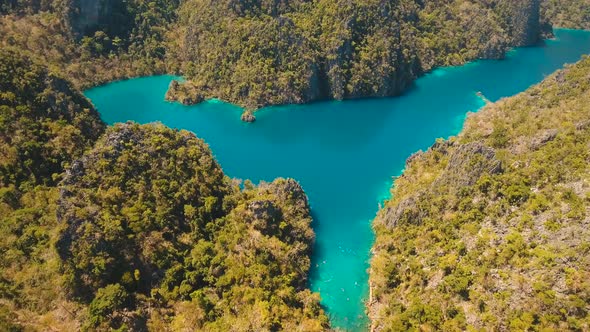 Mountain Lake with Turquoise Water, Philippines, Palawan.