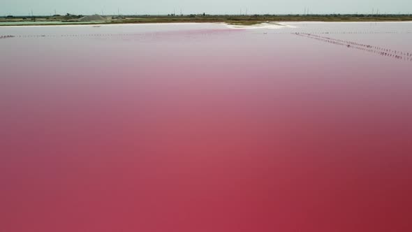 Flying Over a Pink Salt Lake