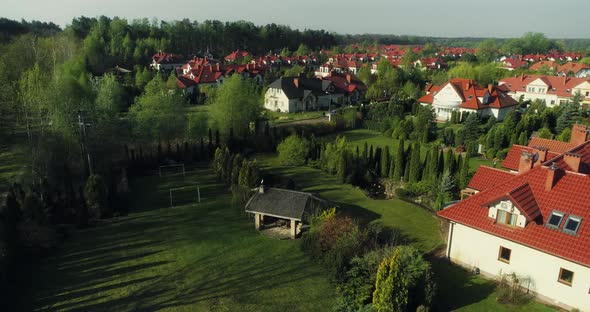 Aerial view of a middle-class housing estate in Poland.